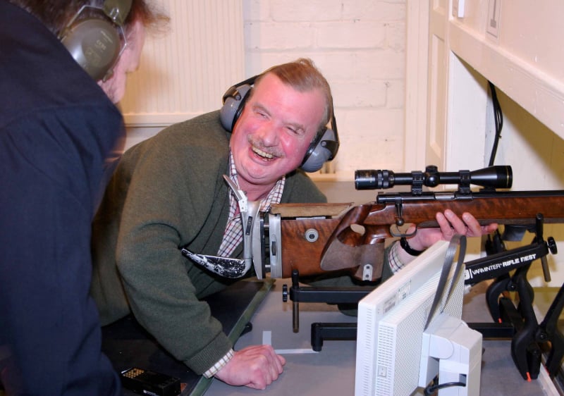The late Earl of Strathmore and KInghorne firing the first shots